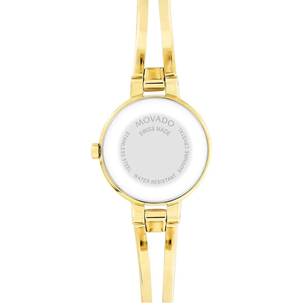 MOVADO AMOROSA 0607155 BLACK DIAL GOLD BRACELET STAINLESS STEEL 24MM WOMEN WATCH